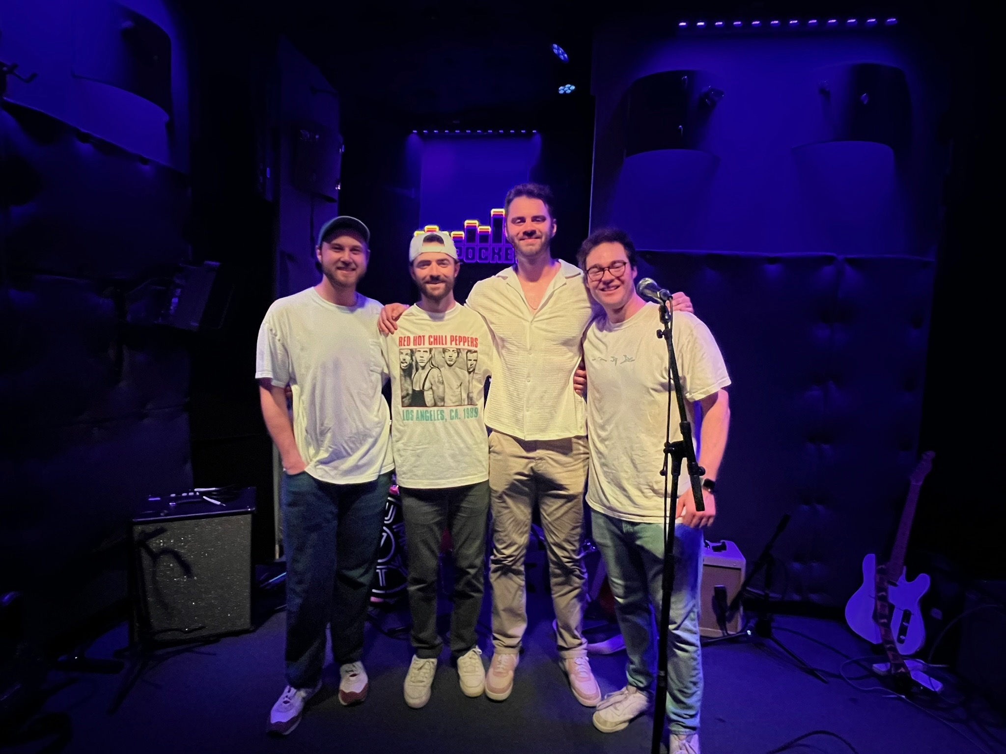 All four members of Wheat for Sheep together onstage at The Pocket